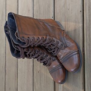 Steve Madden Troopa Brown Leather Zipper Boots